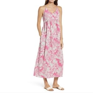 Gibson Women's Pink and White Leaf Print Swim Coverup Size XS
